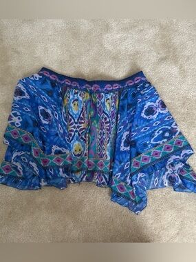 Zara Blue Multicolor Boho Print Skirt